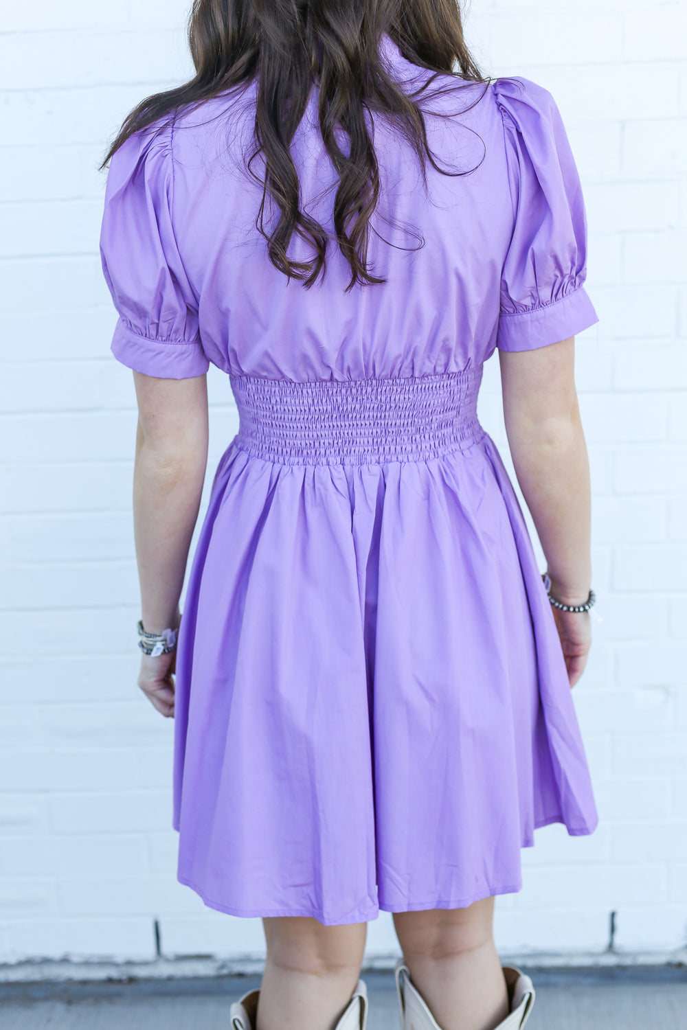 Lavender Charlotte Puff Sleeve Mini Dress