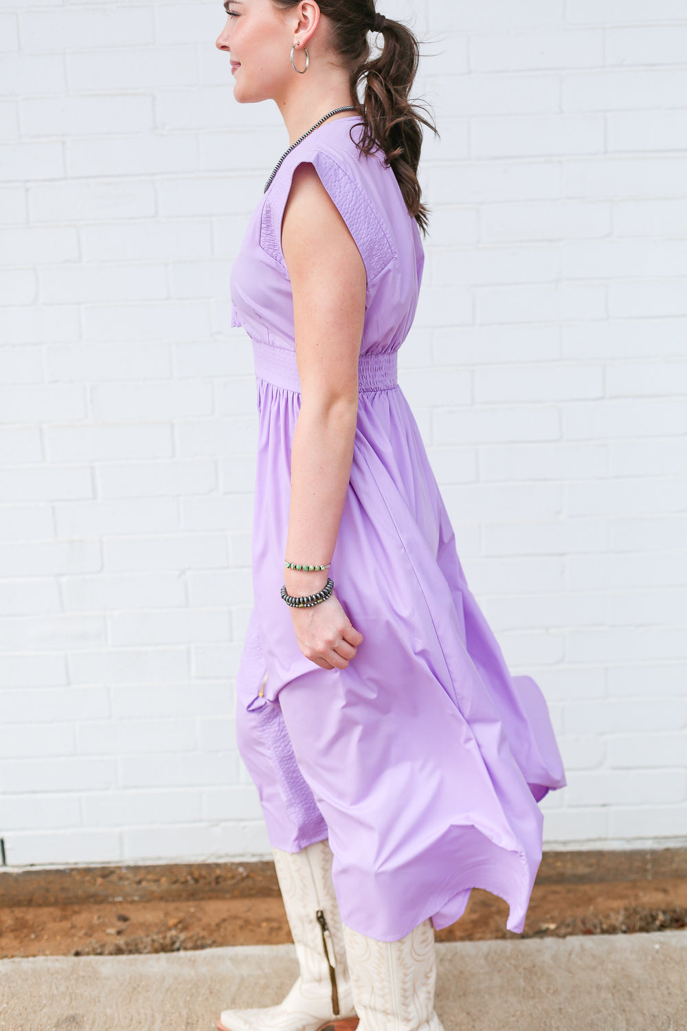 Lavender Front Zip Jolene Midi Dress