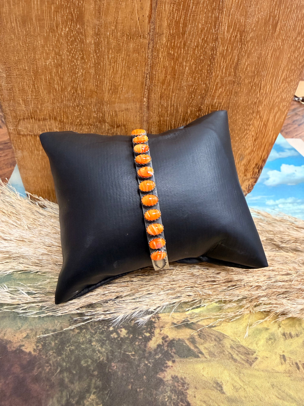 LeRoy James Orange Spiny Dotty Stacker Cuff