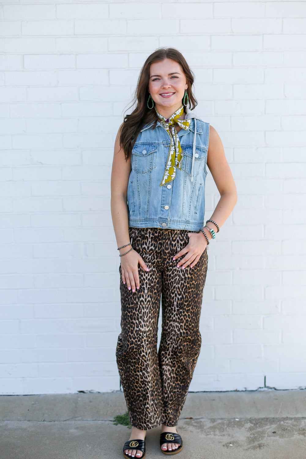 Leopard Print Barrel Jeans