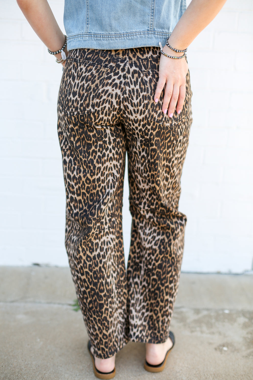 Leopard Print Barrel Jeans