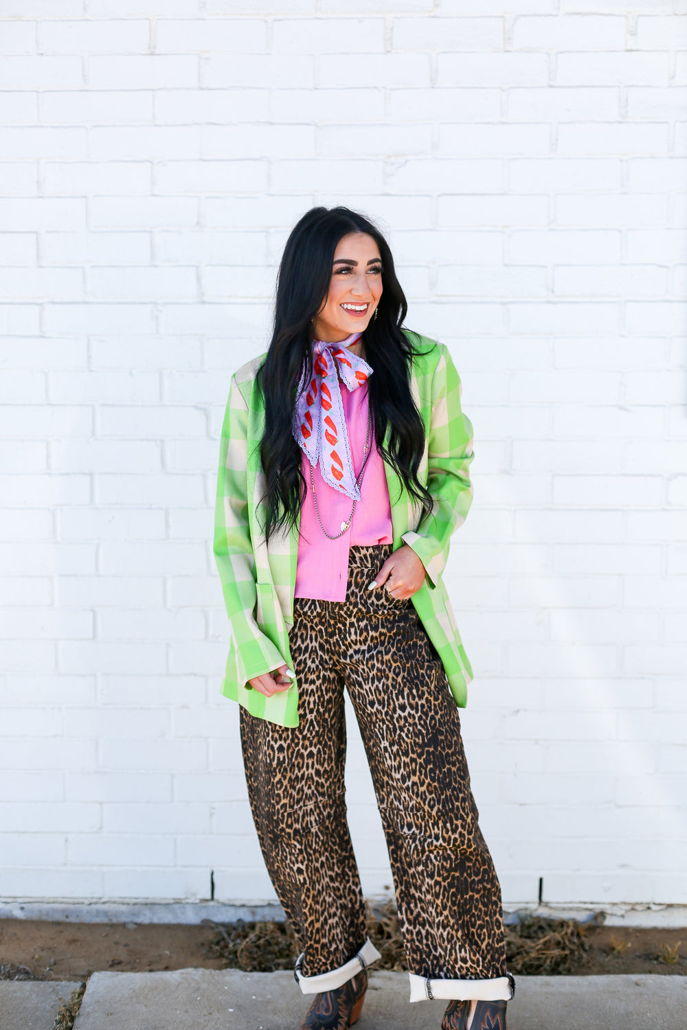 Leopard Print Barrel Jeans