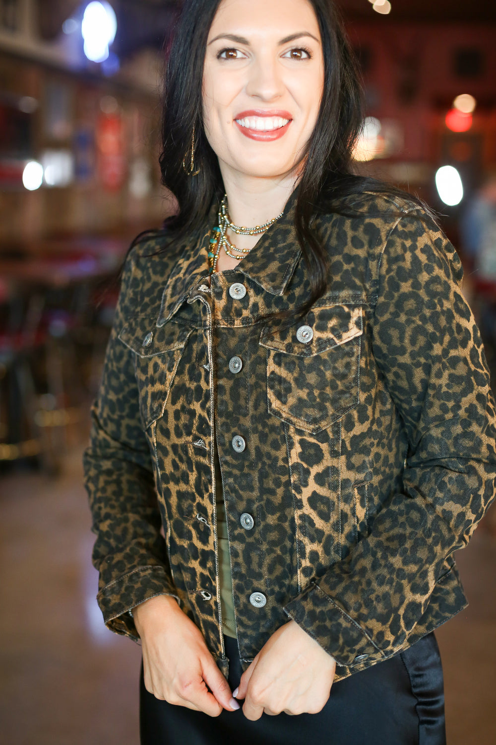 Leopard Print Denim Jacket