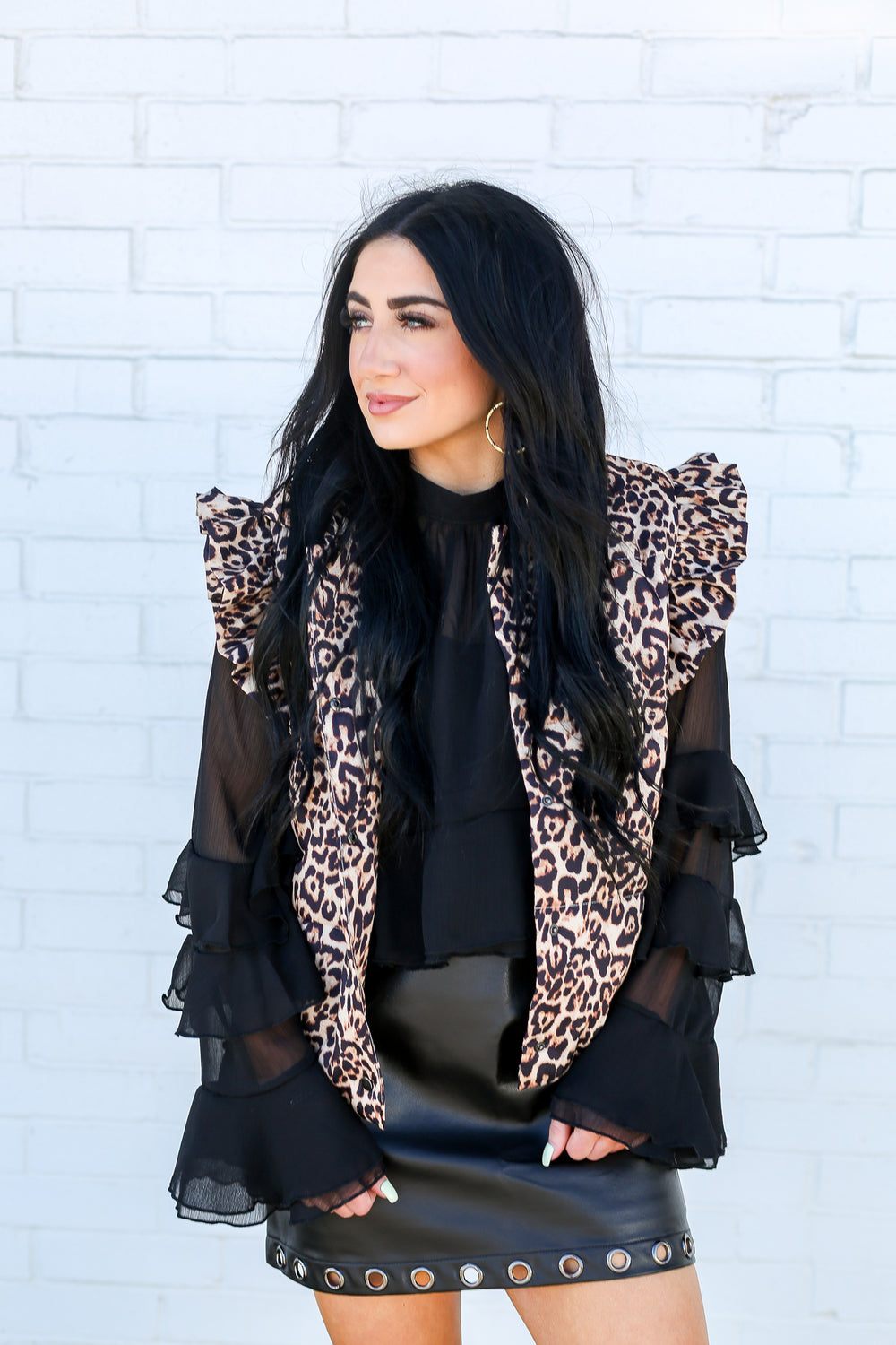 Leopard Ruffle Vest