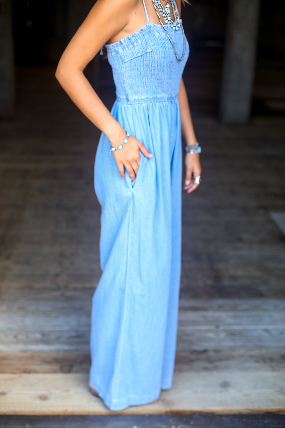 Light Denim Tie Jumper