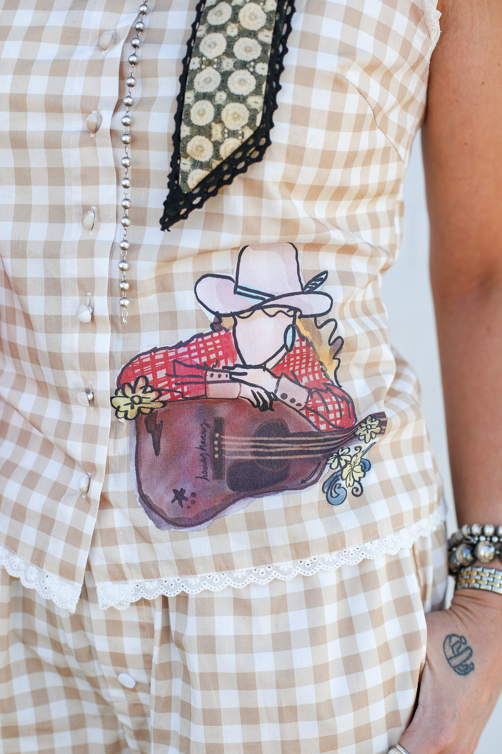 Light Tan Gingham Cowgirl Set
