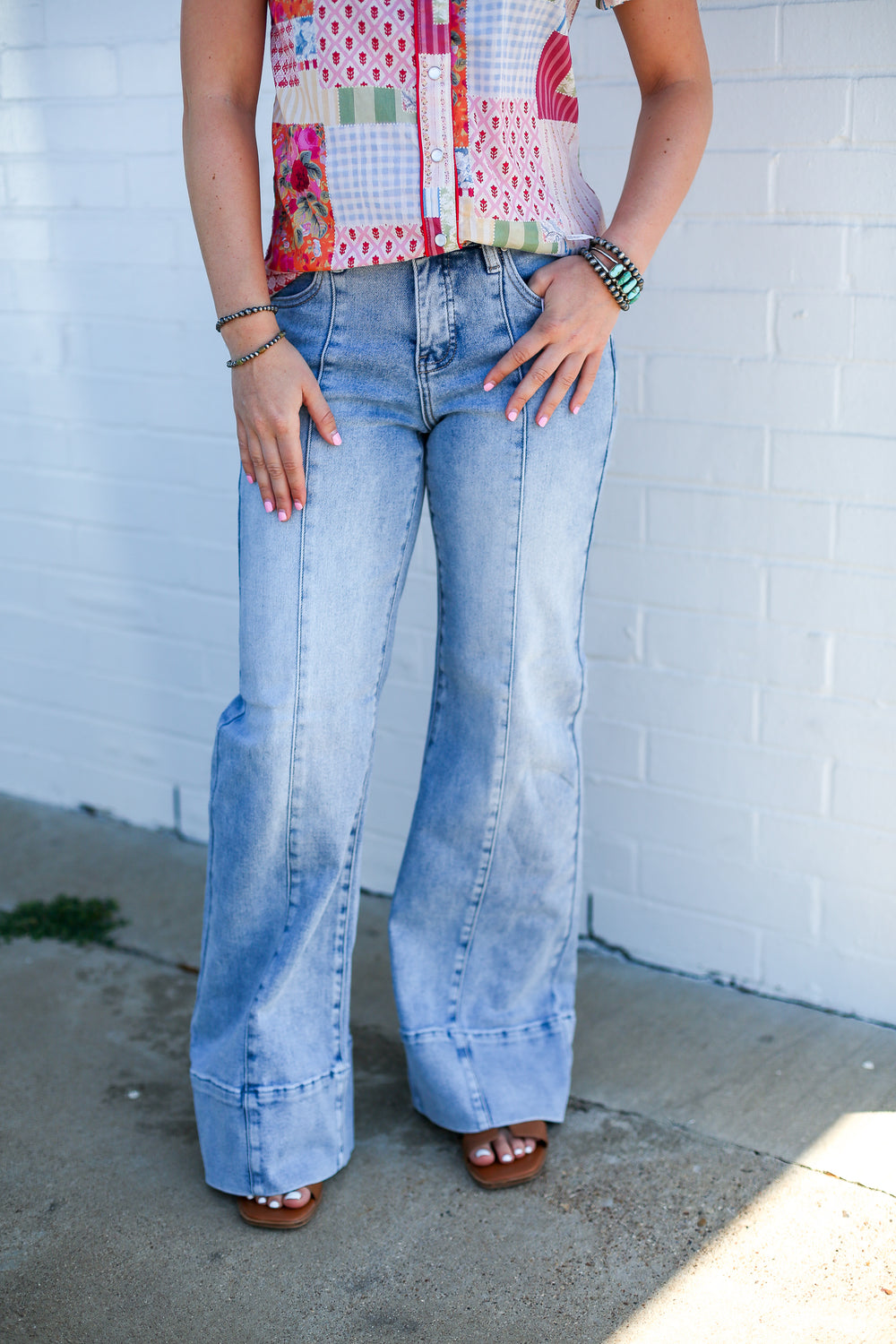 Light Wash Mid Rise TC Wide Jeans