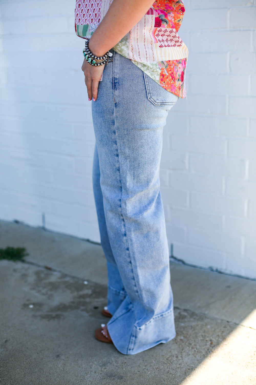 Light Wash Mid Rise TC Wide Jeans