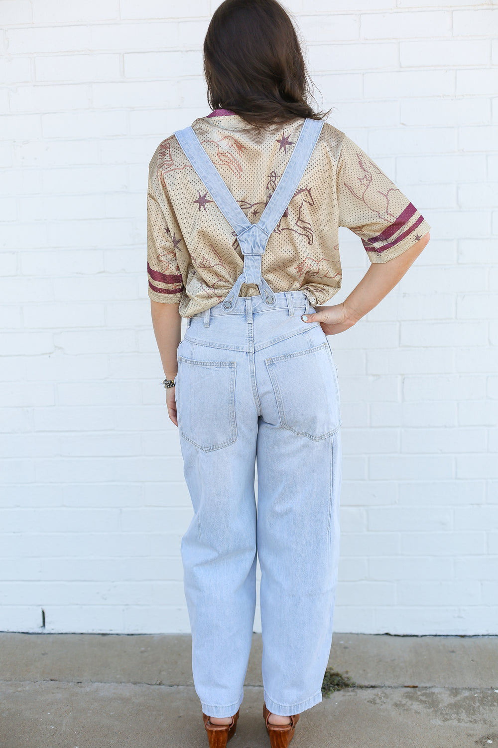 Light Wash Suspender Denim Jeans