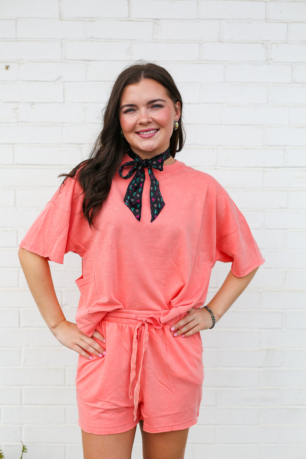 Lisa's Coral Mineral Washed Knit Set