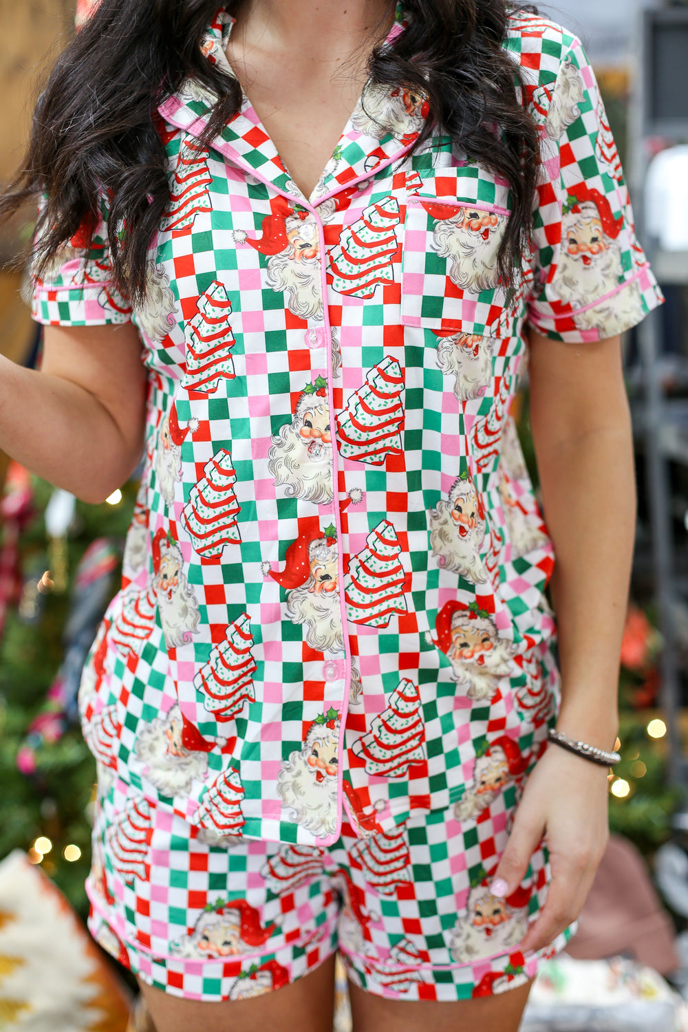 Christmas Tree Cake Pajama Short Set