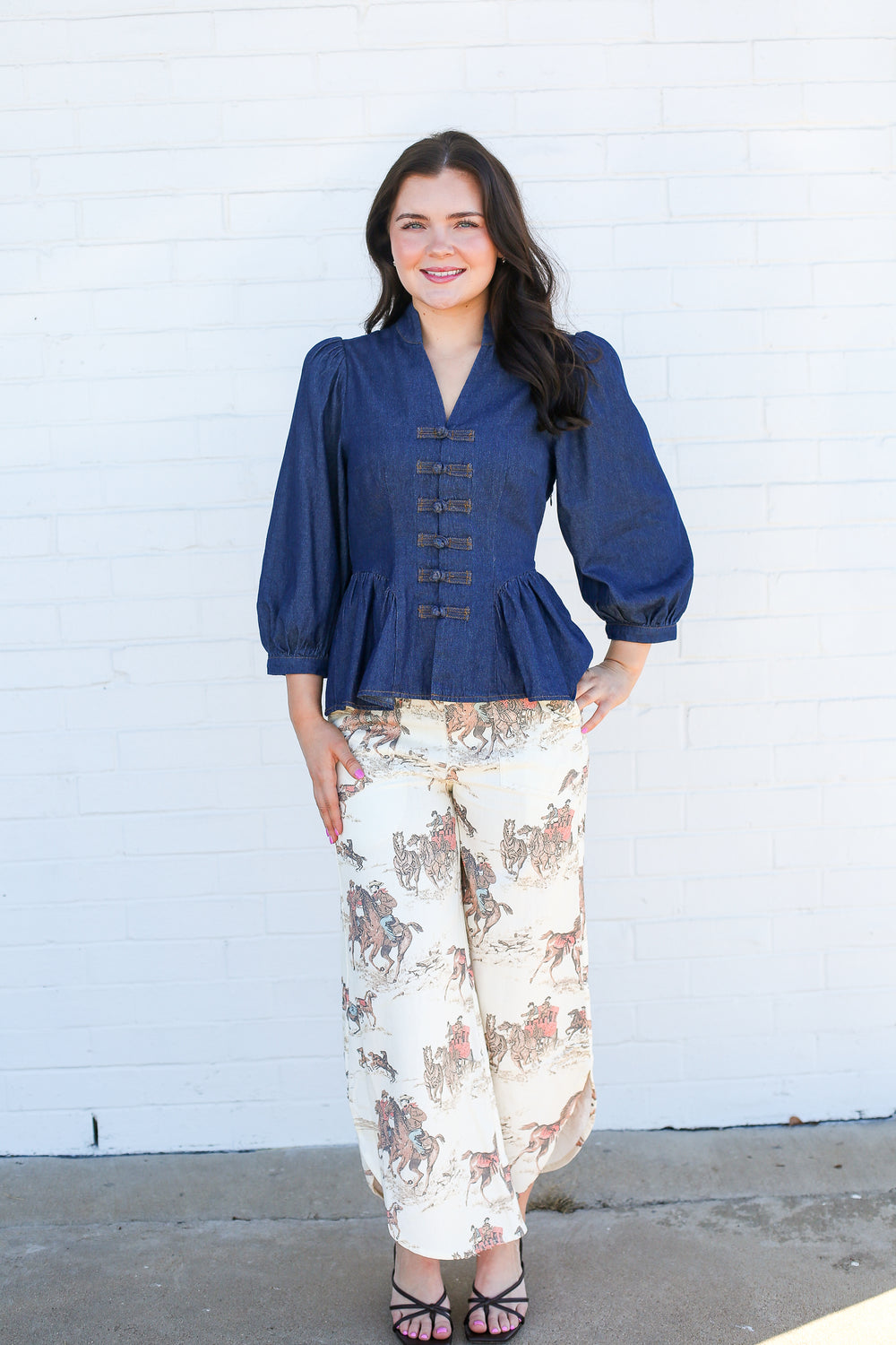 Lonnie Denim Puff Sleeve Top