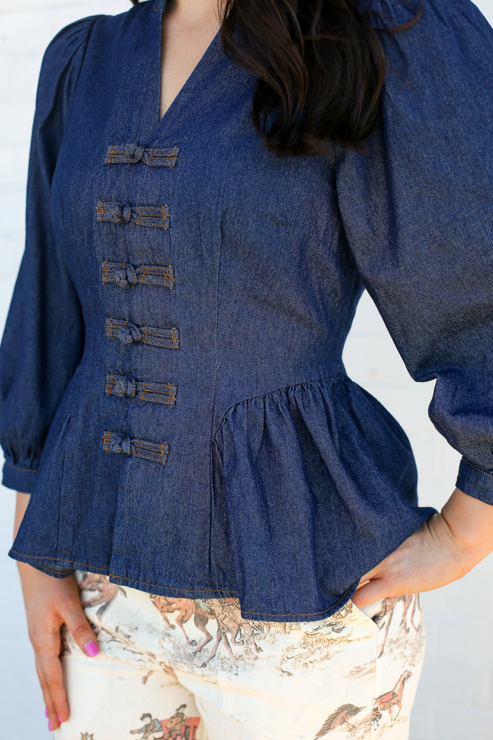 Lonnie Denim Puff Sleeve Top
