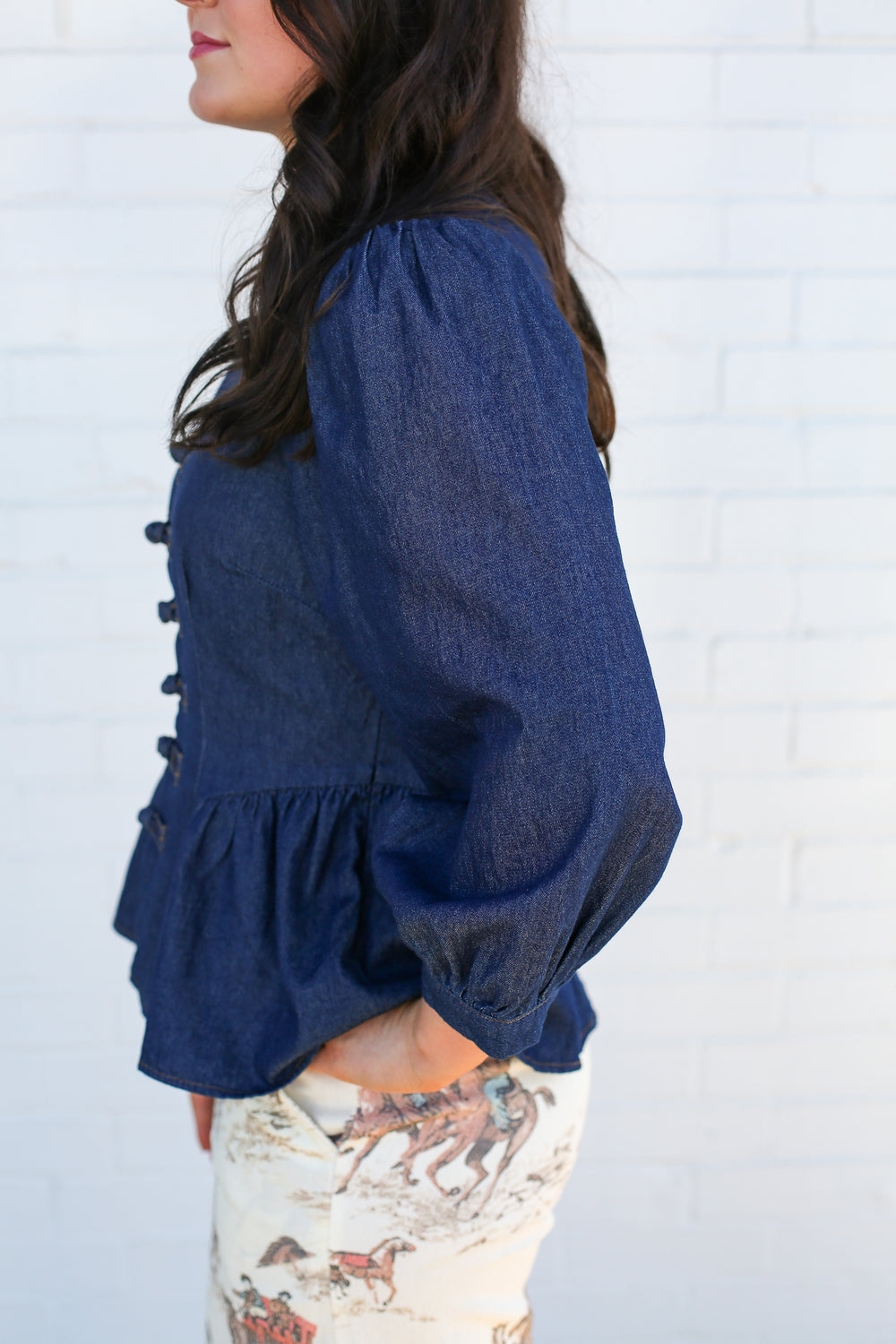 Lonnie Denim Puff Sleeve Top