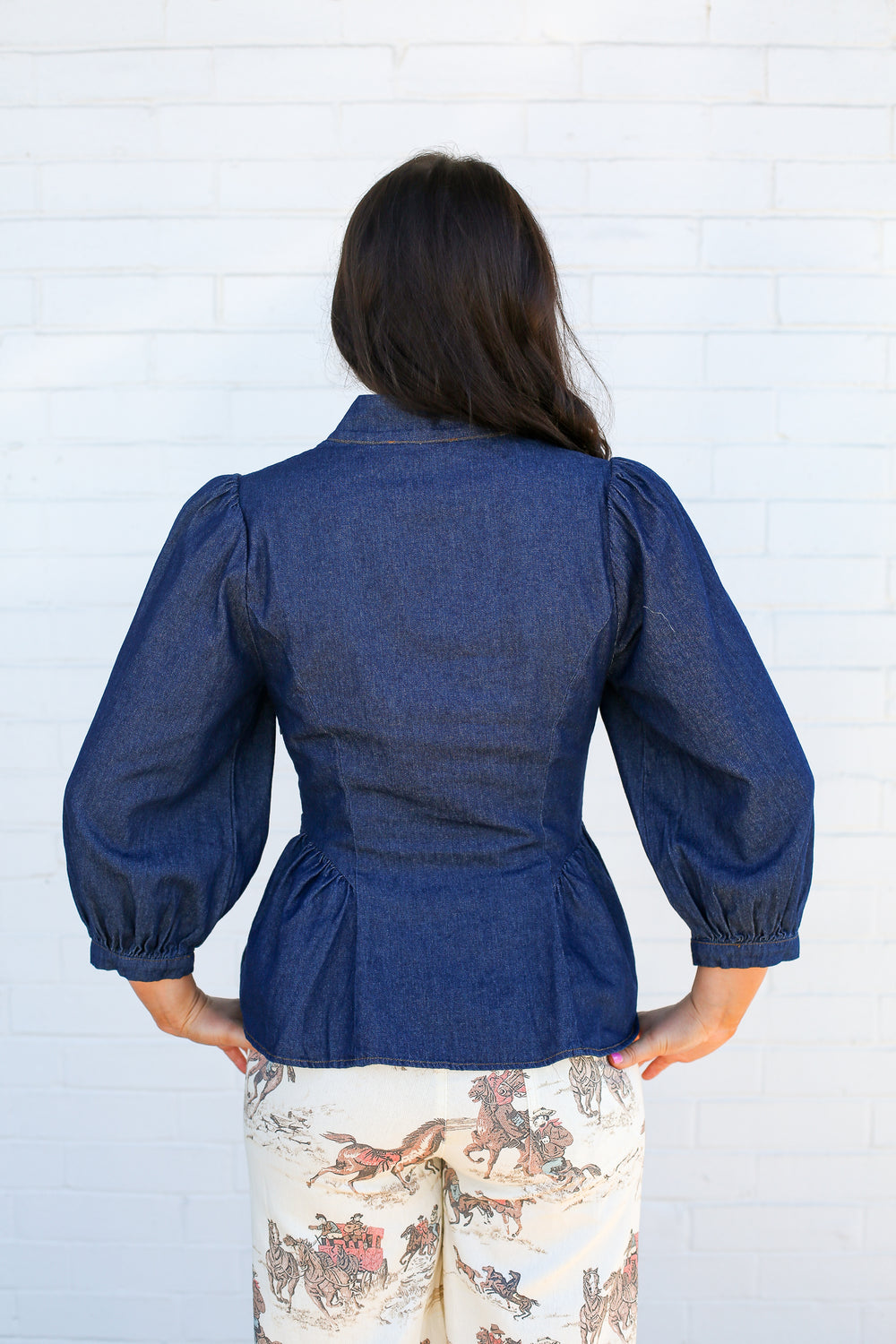 Lonnie Denim Puff Sleeve Top