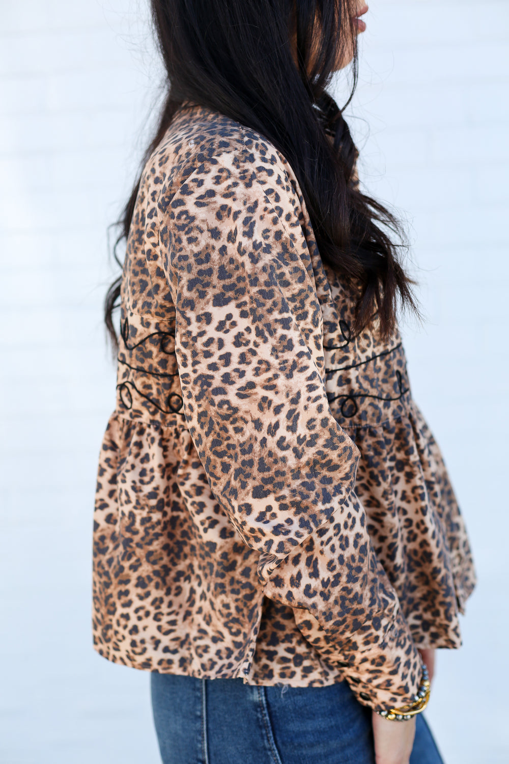 Loopty Lou Leopard Button Down Blouse