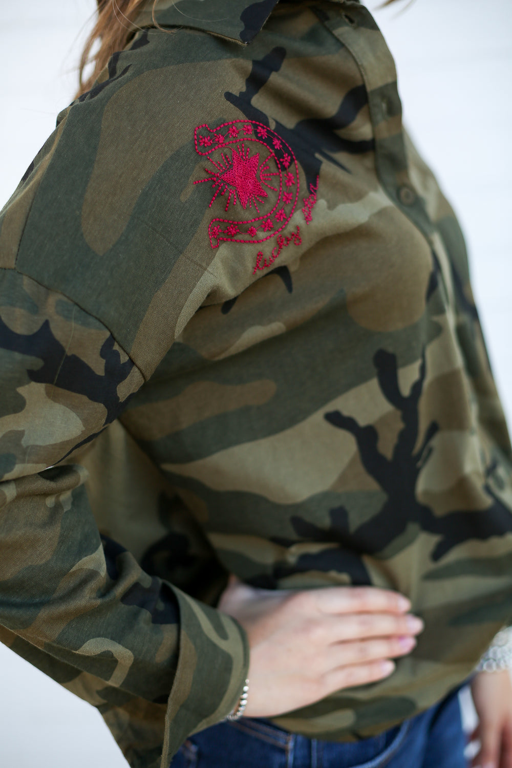 Lucky Camo Horseshoe Button Down