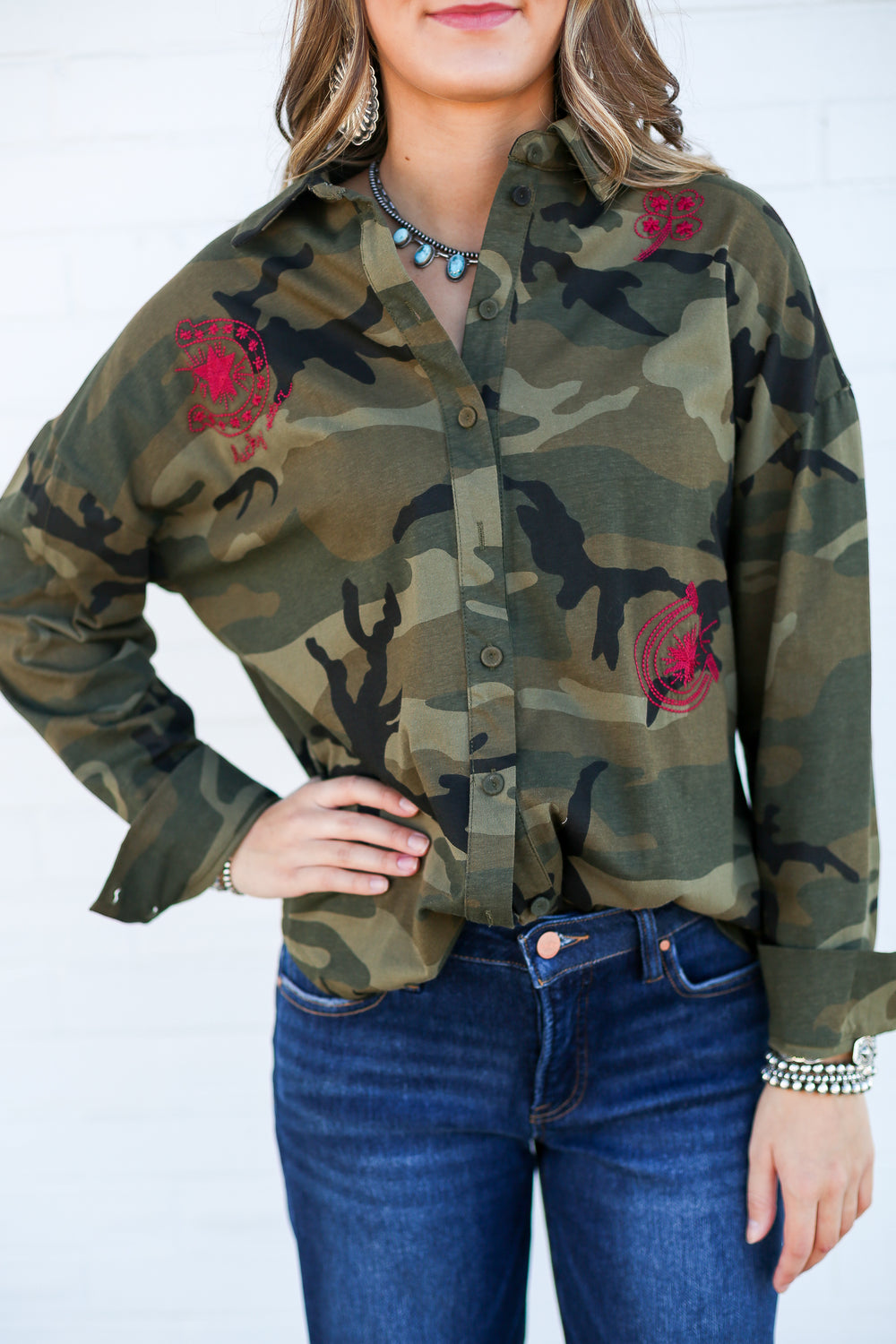Lucky Camo Horseshoe Button Down