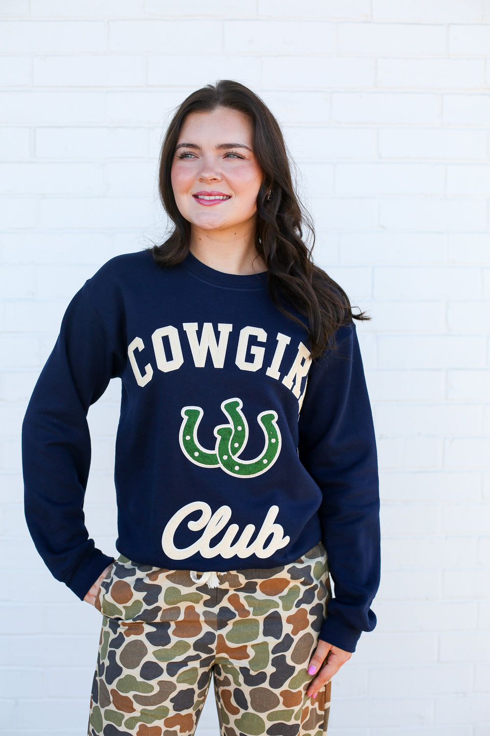 Lucky Cowgirl Club Patched Crewneck