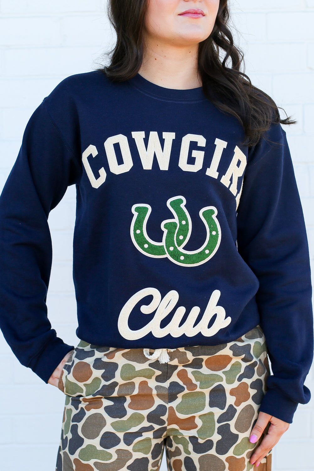 Lucky Cowgirl Club Patched Crewneck