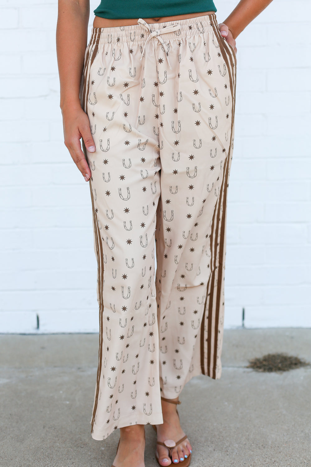 Lucky You Taupe Pinstripe Pants