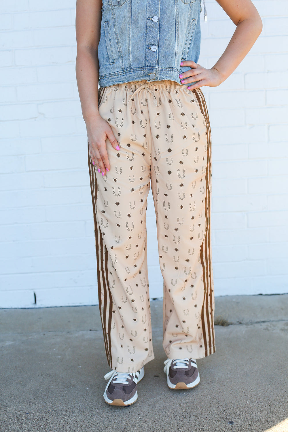 Lucky You Taupe Pinstripe Pants