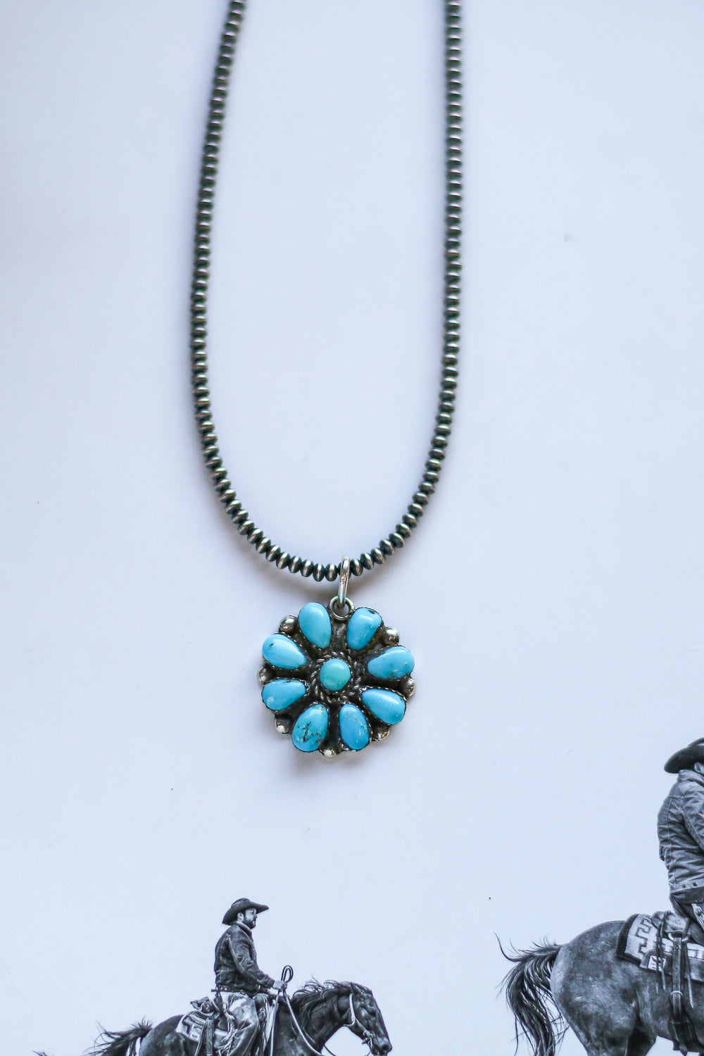 M.A. Turquoise Flower Cluster Pendant 3.0