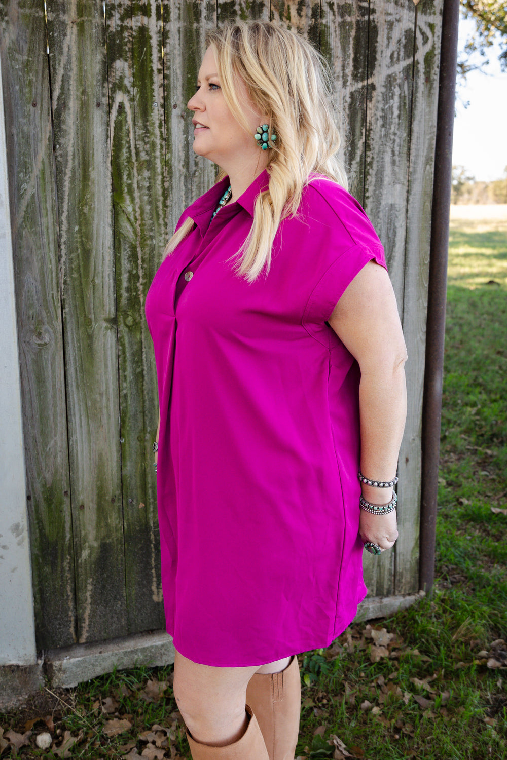 Magenta Collared Dress