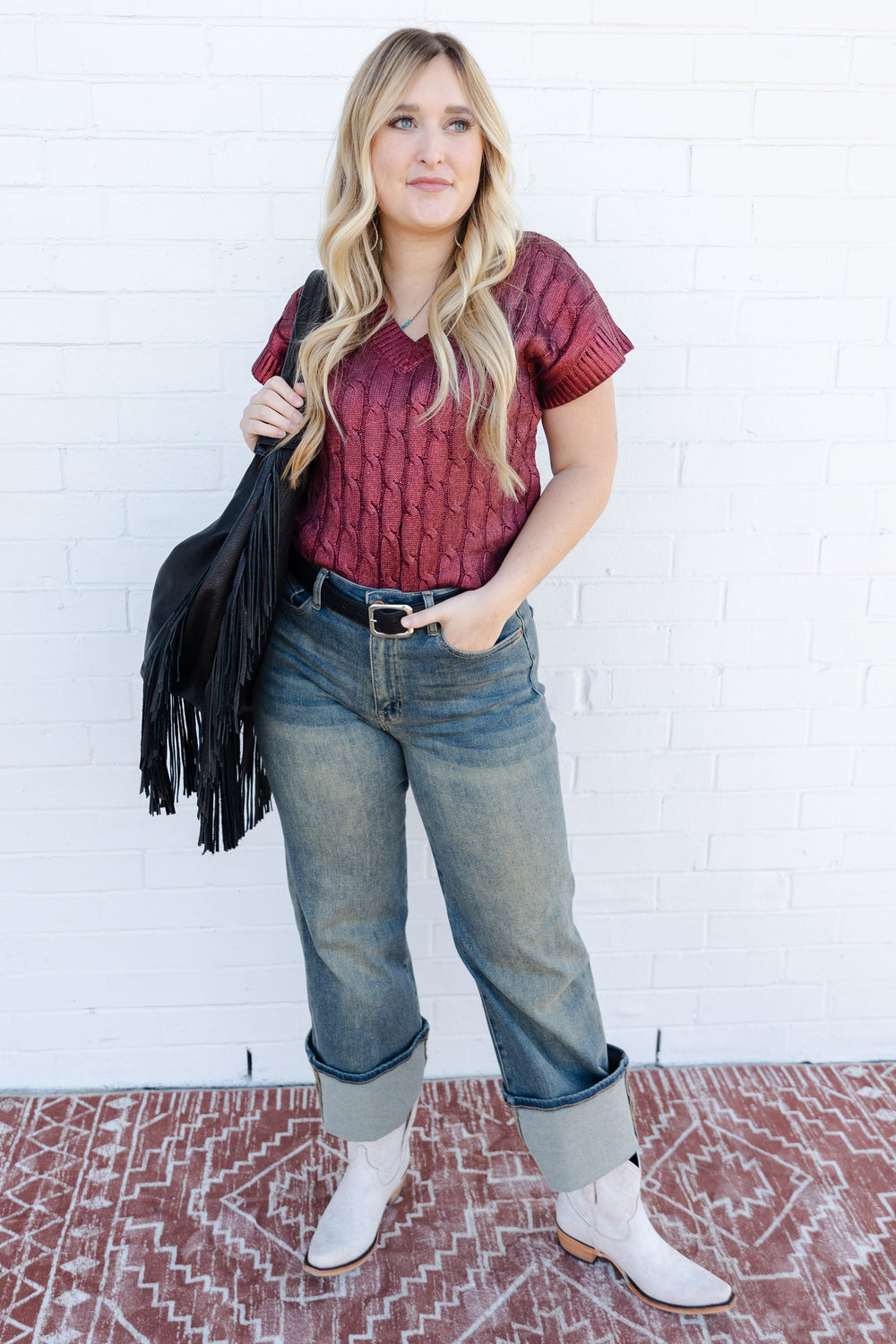 The Maroon Bay Shimmer Sleeveless Sweater