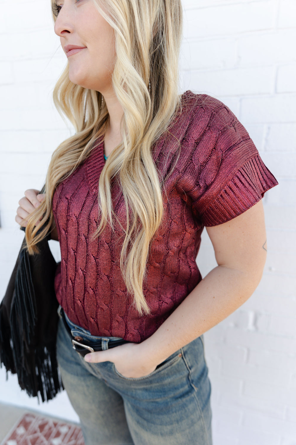 The Maroon Bay Shimmer Sleeveless Sweater