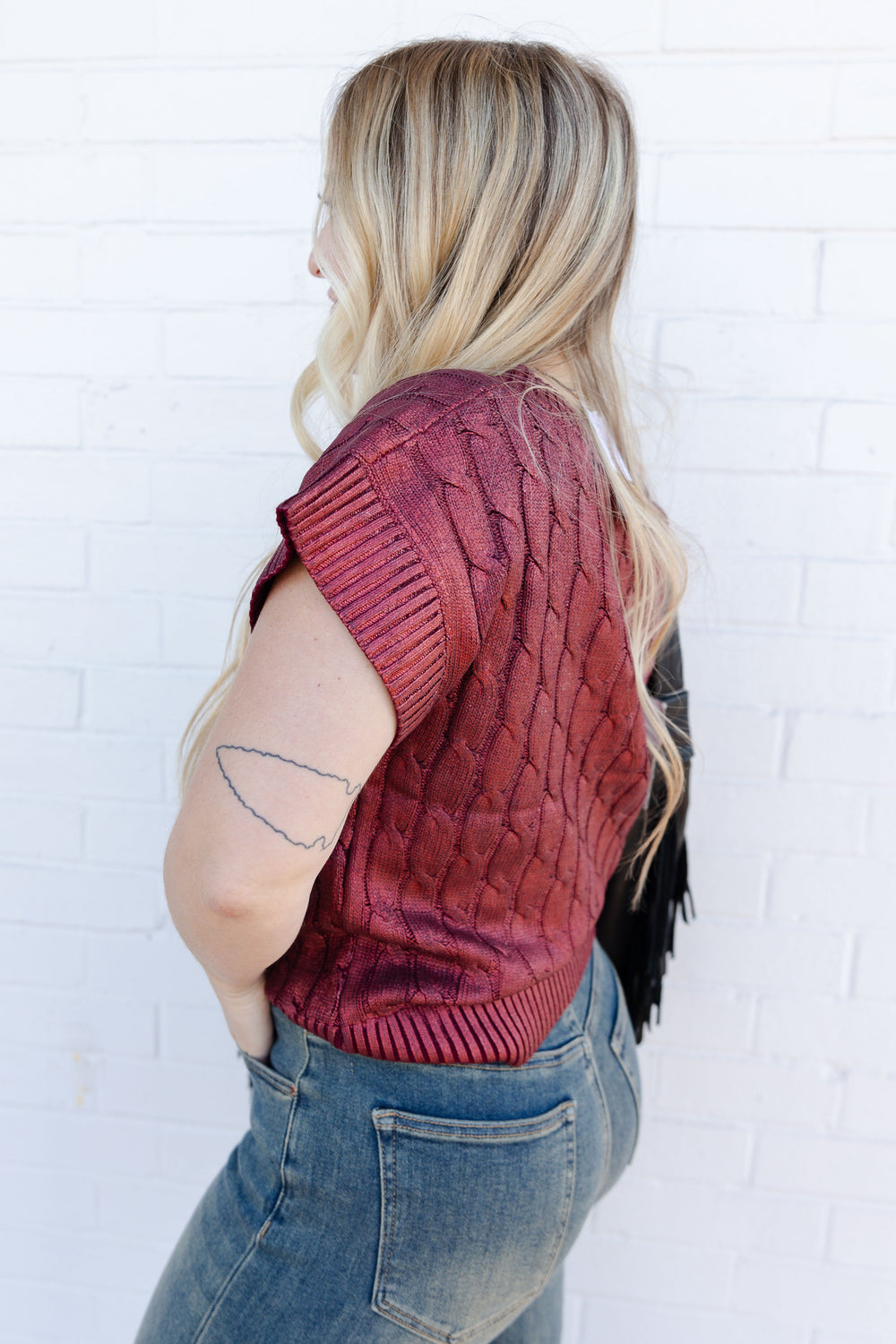 The Maroon Bay Shimmer Sleeveless Sweater