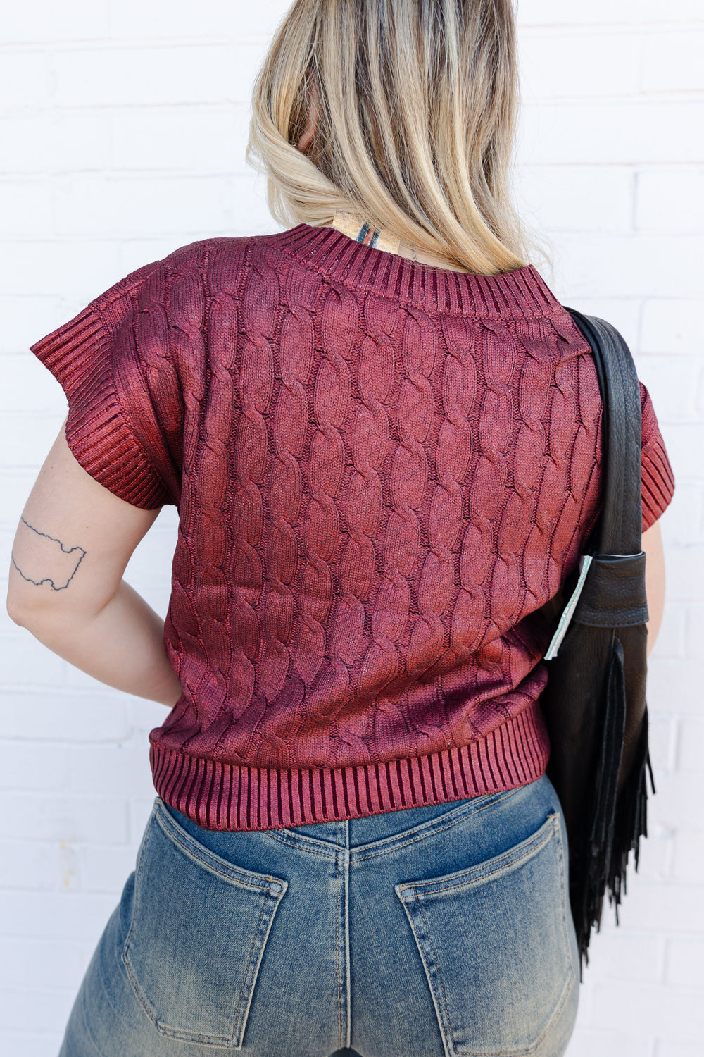 The Maroon Bay Shimmer Sleeveless Sweater