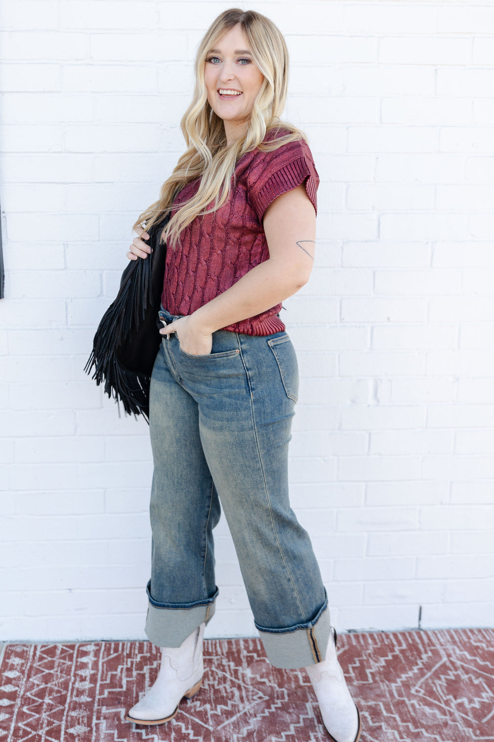 The Maroon Bay Shimmer Sleeveless Sweater