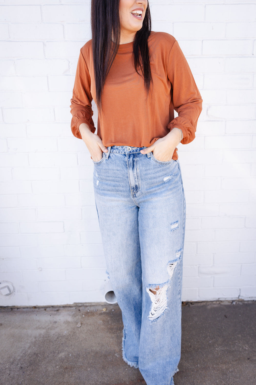 Matilda Long Sleeve Top Pecan