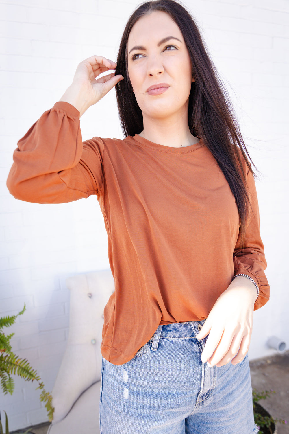 Matilda Long Sleeve Top Pecan