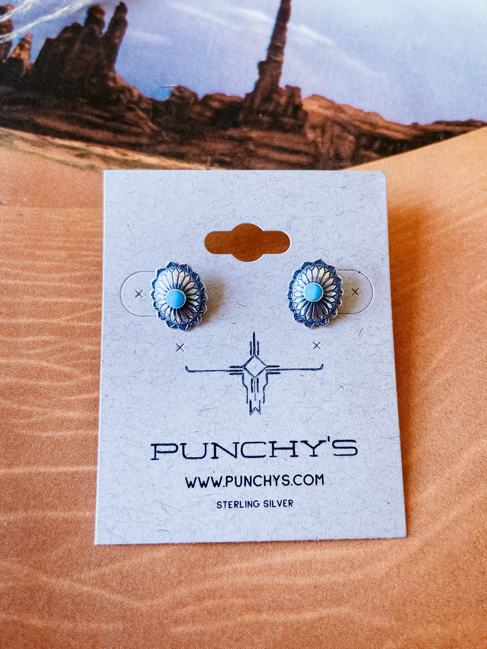 Mini Oval Concho With Turquoise Studs