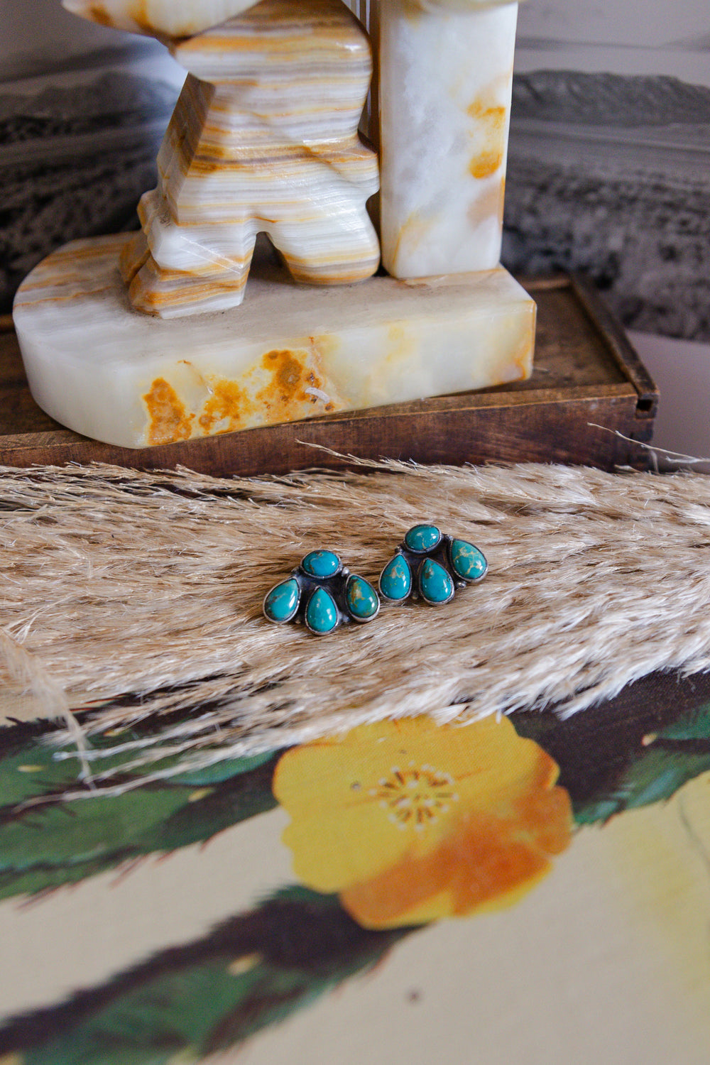 Mixed Turquoise Bear Claw Earrings