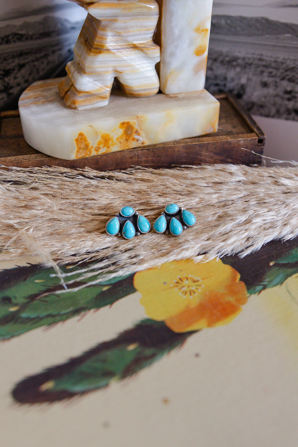 Mixed Turquoise Bear Claw Earrings