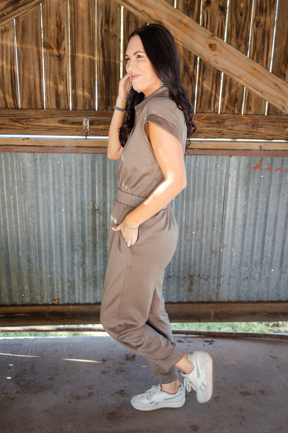 Mocha Collard Jumpsuit