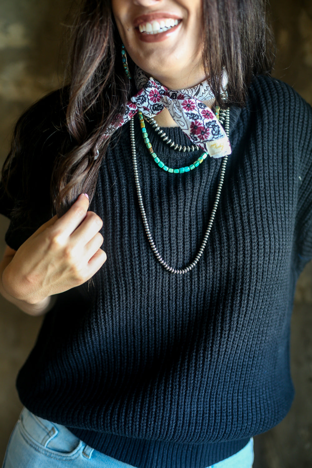 Maroon Floral Embroidered Neckerchief