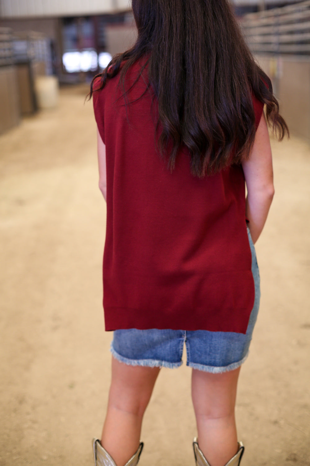 Maven Mocked Neck Burgundy Top