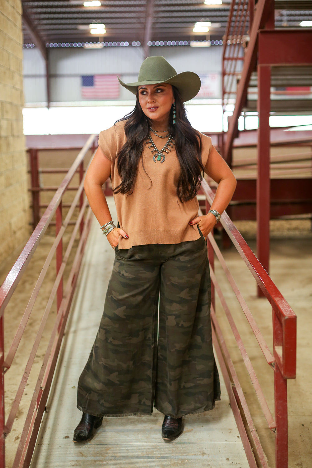 Maven Mocked Neck Camel Top