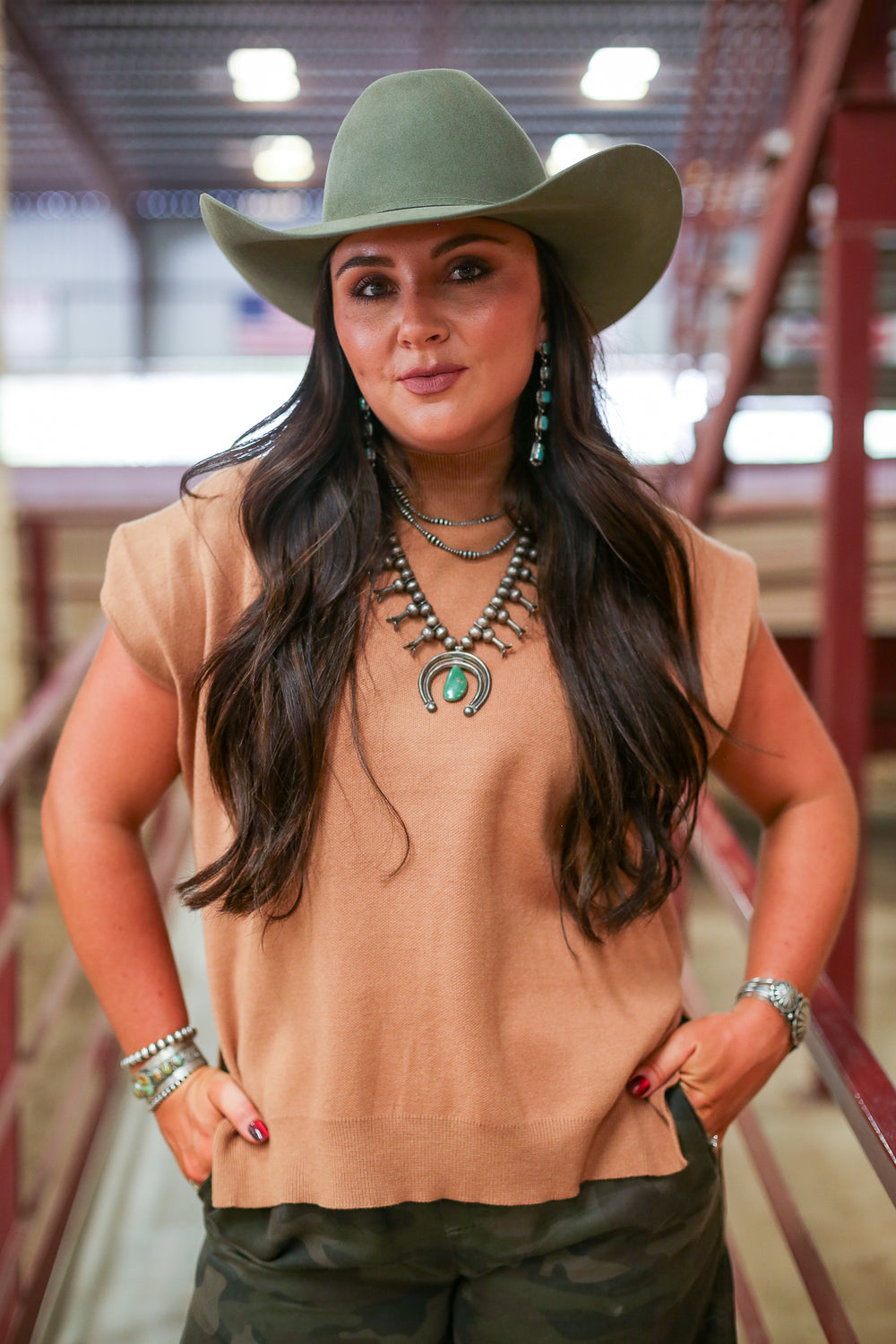 Maven Mocked Neck Camel Top