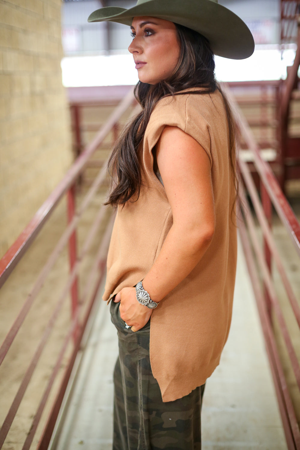 Maven Mocked Neck Camel Top