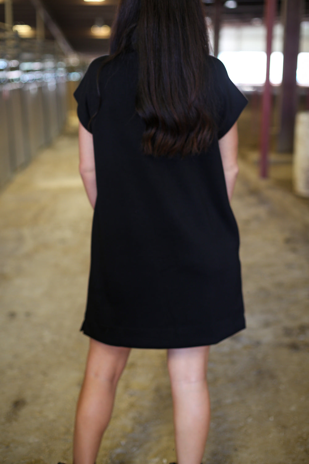 Mavis Mocked Neck Black Dress