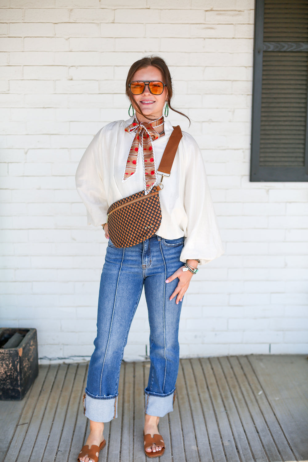 Mid Rise Straight Leg Wide Cuffed Jeans