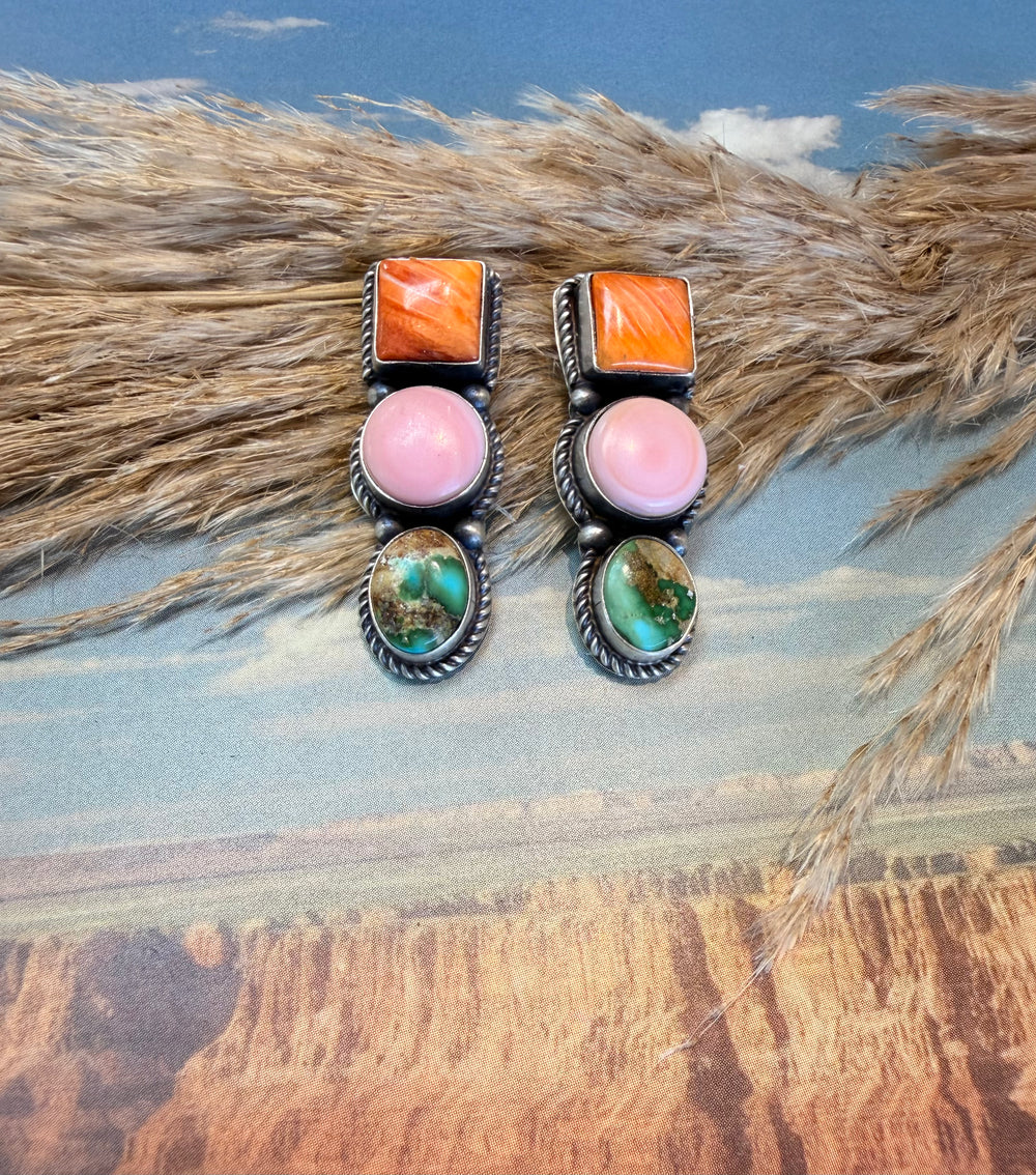 Multi Three Stone Line Earrings 1.0