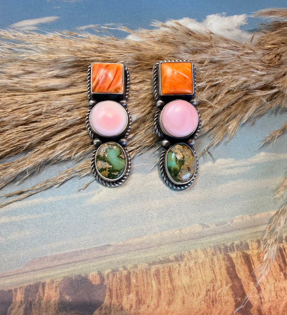 Multi Three Stone Line Earrings 2.0