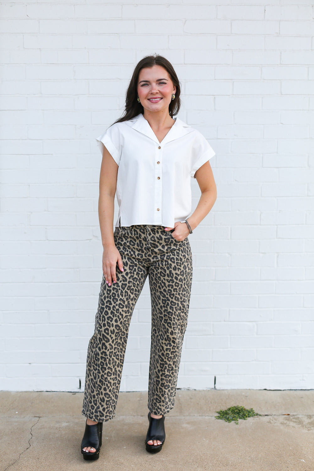 Muted Leopard Print Slouchy Barrel Jeans