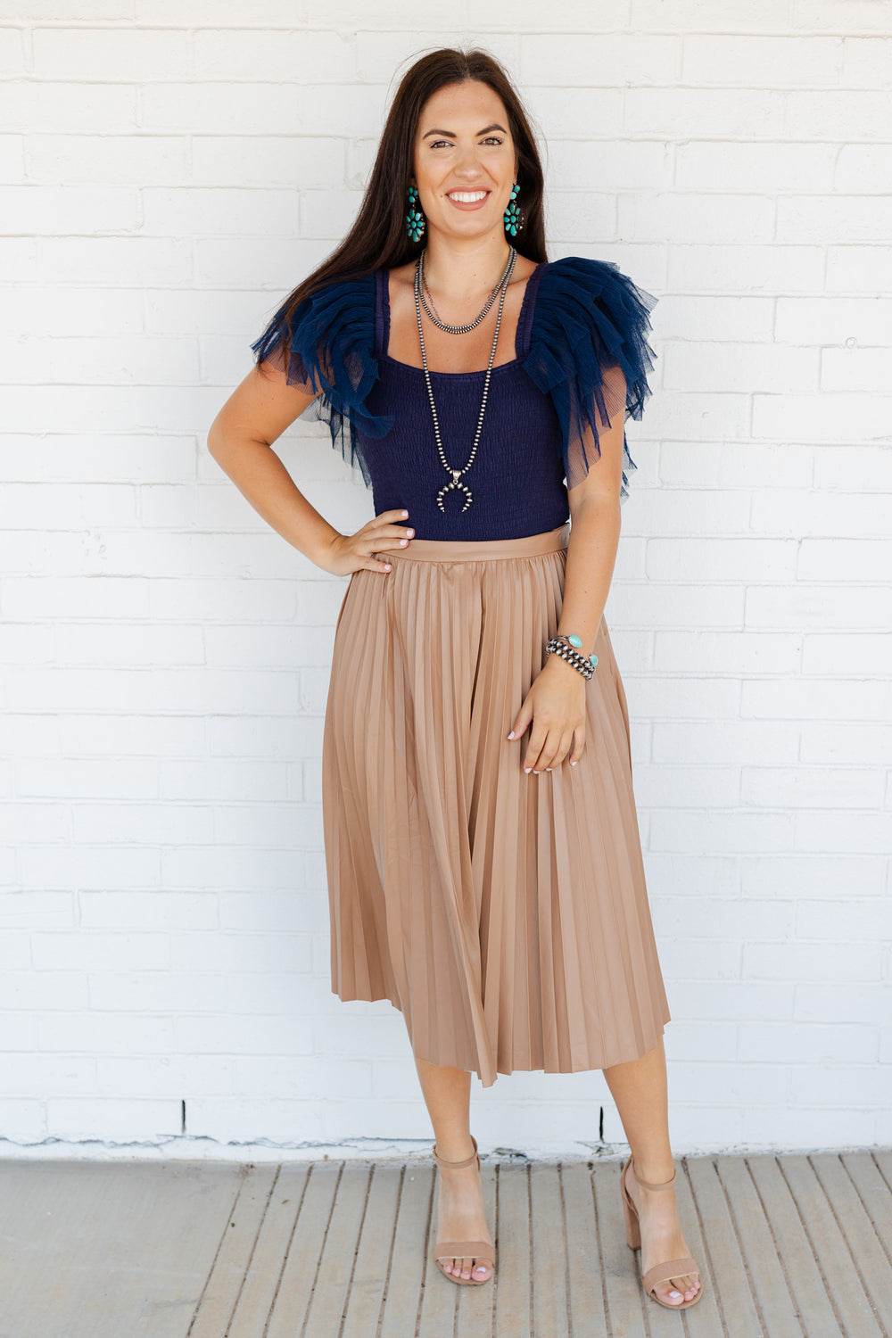 Faux Leather Pleat Skirt